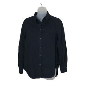 Lululemon Black Button Down Full Day Ahead Shirt 100% Cotton Size 4